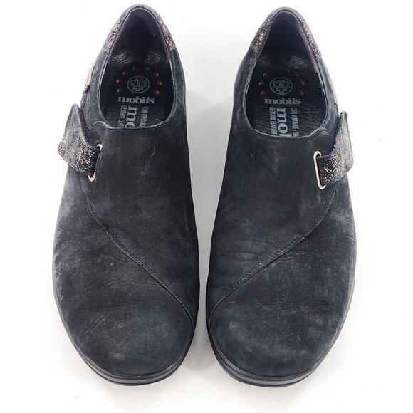 MEPHISTO Mobils Black Nubuck Keather Hook & Loop Sneakers - Picture 3 of 10